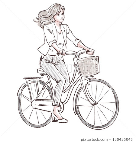 婦女和女孩的水彩和手繪插圖素材 130435045