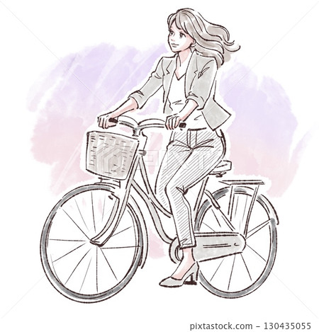 Watercolor and hand-drawn illustration material of women and girls 130435055