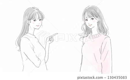婦女和女孩的水彩和手繪插圖素材 婦女和女孩的水彩和手繪插圖素材 130435083