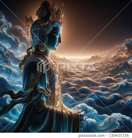 Mazu(the Chinese sea goddess) with Generative AI. 130435336
