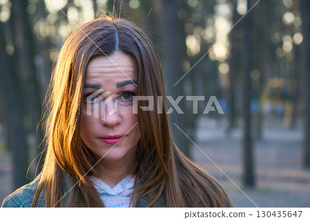 Young nice woman with upset expression,sadness 130435647
