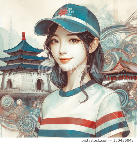 Asian girl travels in Taiwan with Generative AI. Asian girl travels in Taiwan with Generative AI. 130436042