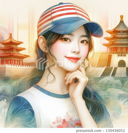 Asian girl travels in Taiwan with Generative AI. Asian girl travels in Taiwan with Generative AI. 130436052