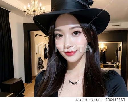 A woman wearing a hat 130436385