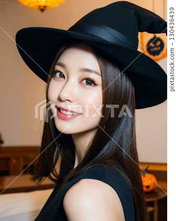 A woman with a costume of Halloween 130436439