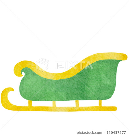 Watercolor illustration of a winter sled 130437277