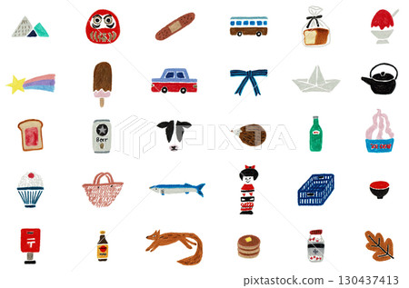 A collection of cute hand-drawn illustrations 130437413