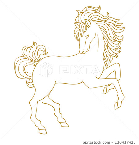 Beautiful horse line drawing illustration material Beautiful horse line drawing illustration material 130437423