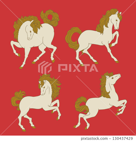 Horse vector illustration material set 130437429