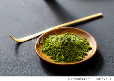 Matcha image on a black background Matcha image on a black background 130437594