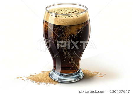 Full glass of tasty dark beer with foam Full glass of tasty dark beer with foam 130437647