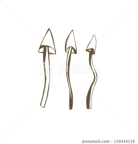 cute forest mushrooms set of three on white background in moss green perfect for prints Vector Illustration 130438119