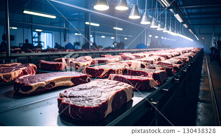 Image of a meat processing plant (AI-generated image) 130438328