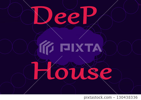 Deep House red lettering with purple spot on dark with circles 130438336