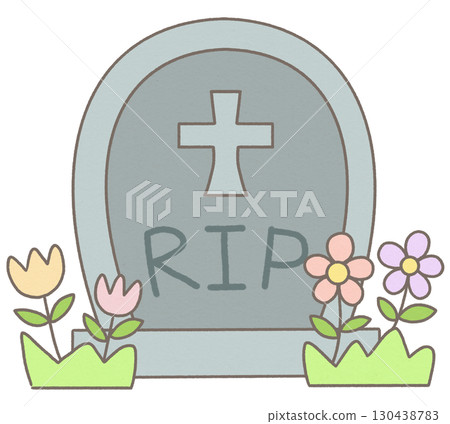 Hand drawn happy halloween element Cemetery Graveyard 130438783