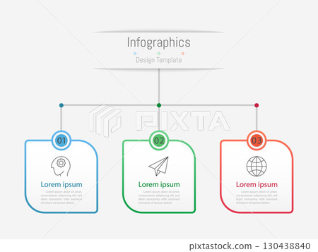 Infographic 3 options design elements for your business data. Vector Illustration. 130438840