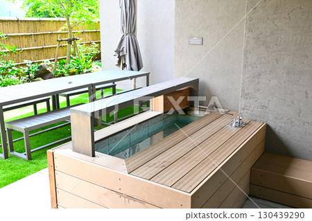 Garden view with foot bath 130439290