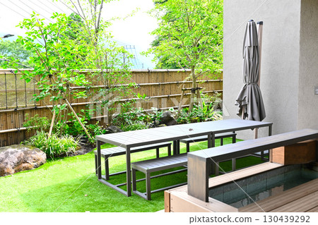 Garden view with foot bath Garden view with foot bath 130439292