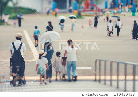 Pedestrians with children Pedestrians with children 130439438
