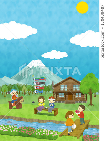 五月：富士山和兒童節 130439487