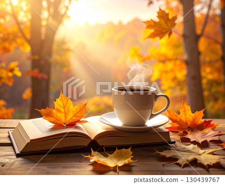 cozy autumn morning scene generative 130439767