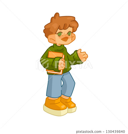 Cartoon School Boy Character Illustration Cartoon School Boy Character Illustration 130439840