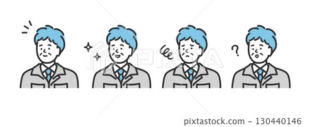 Middle-aged and senior male worker facial expression icon illustration material Middle-aged and senior male worker facial expression icon illustration material 130440146