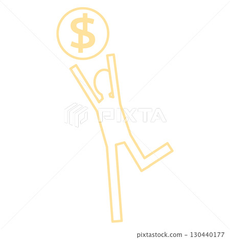 商人跳起來搶錢的簡約設計 商人跳起來搶錢的簡約設計 130440177