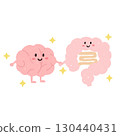 Hand-drawn cute illustration of the gut-brain axis 130440431