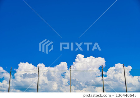 Summer blue sky and protective net 130440643