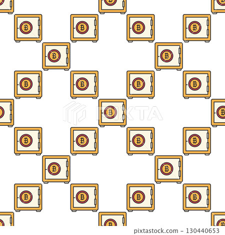Bitcoin Safe vector BTC Investment colored seamless pattern Bitcoin Safe vector BTC Investment colored seamless pattern 130440653