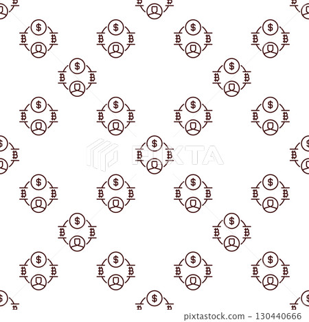 Bitcoin with Dollar and Man vector Investing in BTC seamless pattern in thin line style 130440666