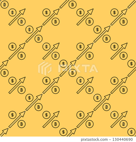 Dollar and BTC with Arrow vector Bitcoin Investment outline seamless pattern Dollar and BTC with Arrow vector Bitcoin Investment outline seamless pattern 130440690