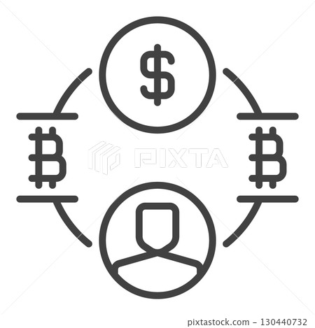 Bitcoin with Dollar and Man vector Investing in BTC icon or sign in thin line style Bitcoin with Dollar and Man vector Investing in BTC icon or sign in thin line style 130440732