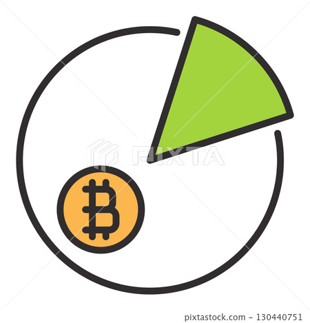 Bitcoin pie chart vector BTC Investment colored icon or design element 130440751