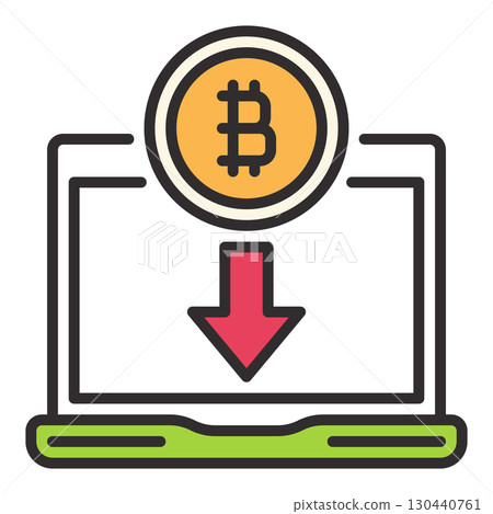 BTC with Laptop vector Investing in Bitcoin colored icon or symbol BTC with Laptop vector Investing in Bitcoin colored icon or symbol 130440761