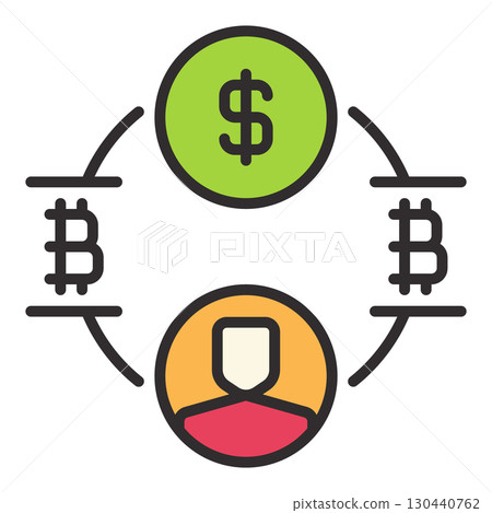 BTC with Dollar and Man vector Investing in Bitcoin colored icon or symbol BTC with Dollar and Man vector Investing in Bitcoin colored icon or symbol 130440762