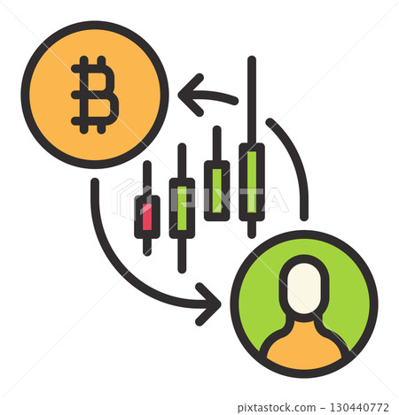 P2P man and Bitcoin sign vector Investing in BTC colored icon or symbol P2P man and Bitcoin sign vector Investing in BTC colored icon or symbol 130440772