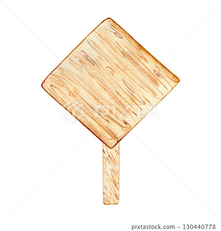 Watercolor wooden signboard, shield, banner for text. Brown hand drawn direction sign. Signs, designations for messages helping to find the way. Illustration with space for text. Watercolor wooden signboard, shield, banner for text. Brown hand drawn direction sign. Signs, designations for messages helping to find the way. Illustration with space for text. 130440778