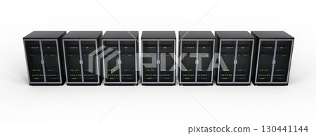 Modern server rack. Server rack image. Isolated on white background. 3d render 130441144