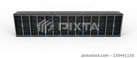 Modern server rack. Server rack image. Isolated on white background. 3d render 130441158