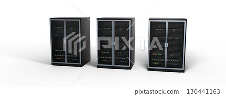 Modern server rack. Server rack image. Isolated on white background. 3d render Modern server rack. Server rack image. Isolated on white background. 3d render 130441163