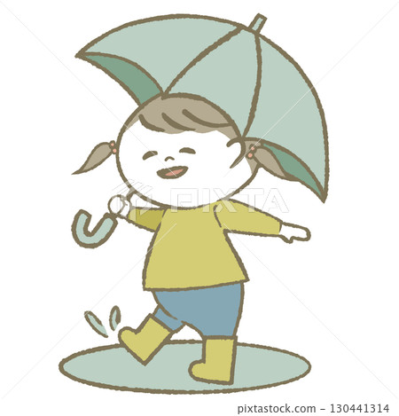 穿雨靴打傘的小女孩 穿雨靴打傘的小女孩 130441314