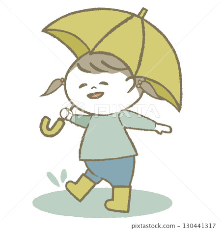 穿雨靴打傘的小女孩 130441317