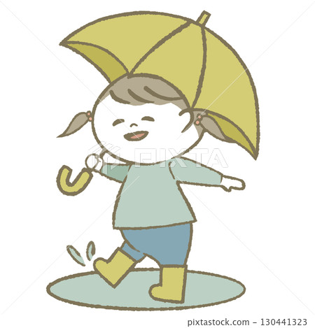 穿雨靴打傘的小女孩 穿雨靴打傘的小女孩 130441323