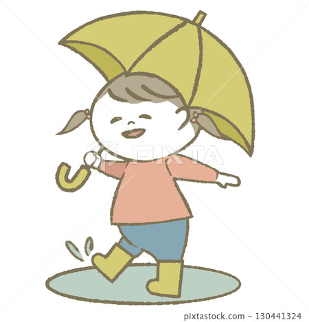 穿雨靴打傘的小女孩 穿雨靴打傘的小女孩 130441324