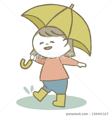 穿雨靴打傘的小女孩 穿雨靴打傘的小女孩 130441327
