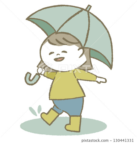 穿雨靴打傘的小女孩 穿雨靴打傘的小女孩 130441331
