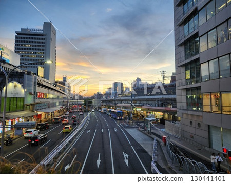 The hustle and bustle of the city at dusk 130441401
