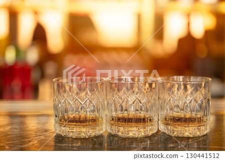 Lowball Glasses, Rocks Glasses, on the rocks liquor glassware, Luxury pub bar cocktails served 130441512